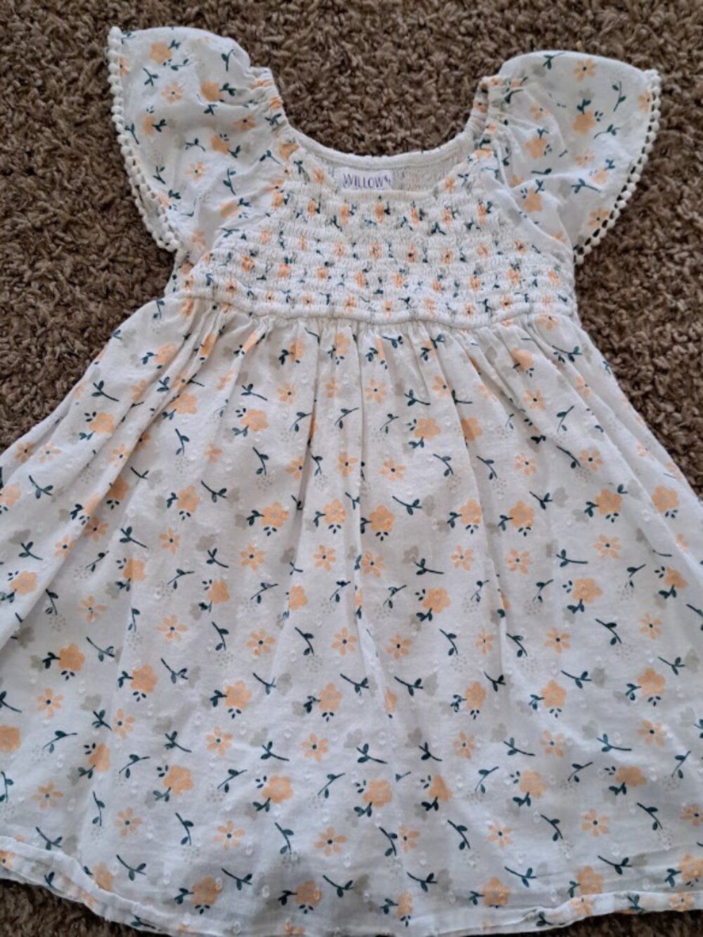 Willow and Whistle little girls‎ floral dress 9-12 month 100% cotton smocked top